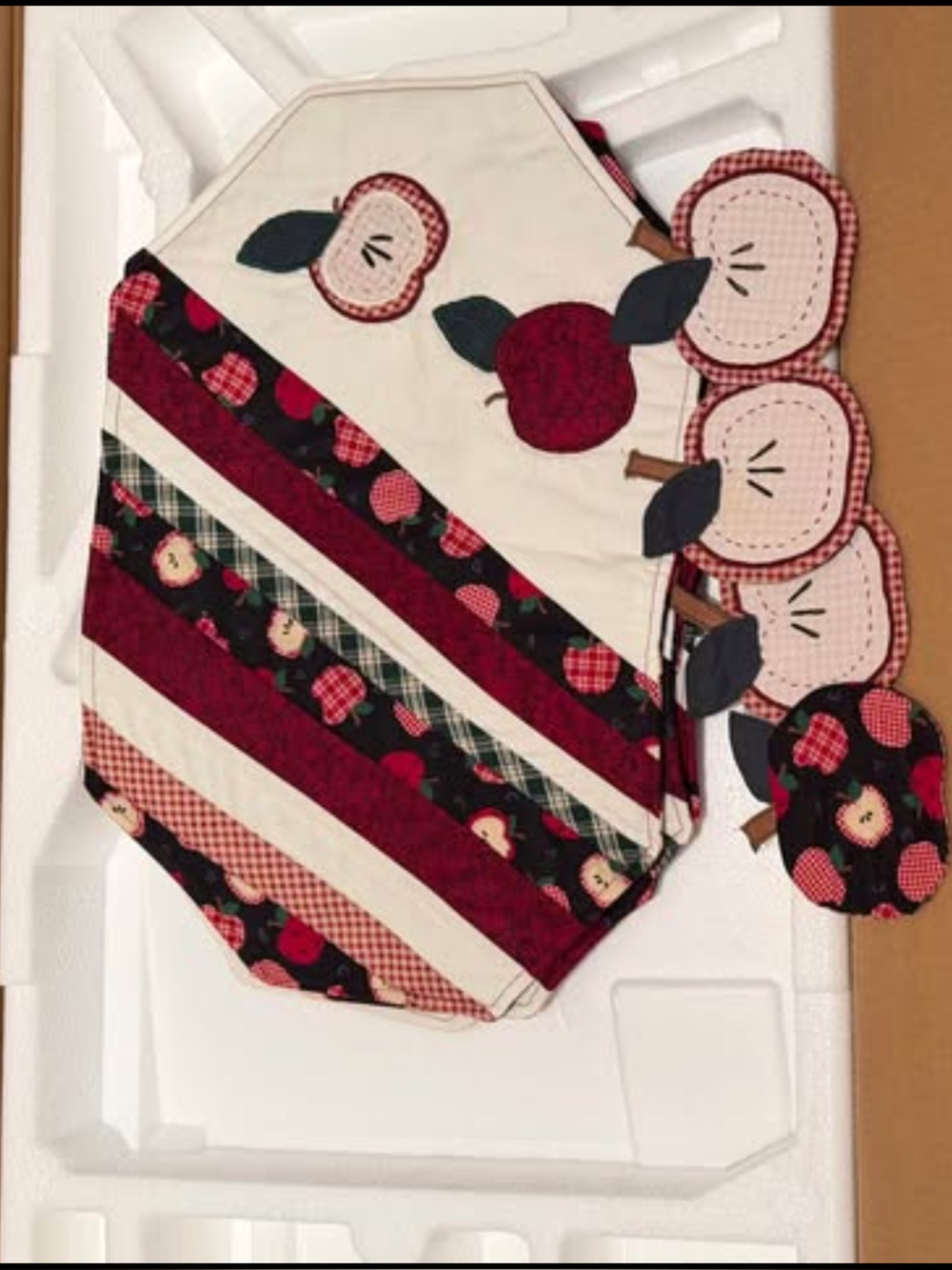 Handmade Red Apple Patchwork Kids Placemat Set